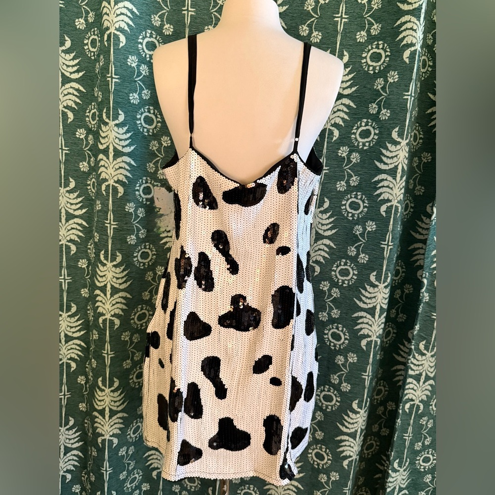 Nasty Gal White & Black Cow Print Slip Dress - Picture 8 of 8